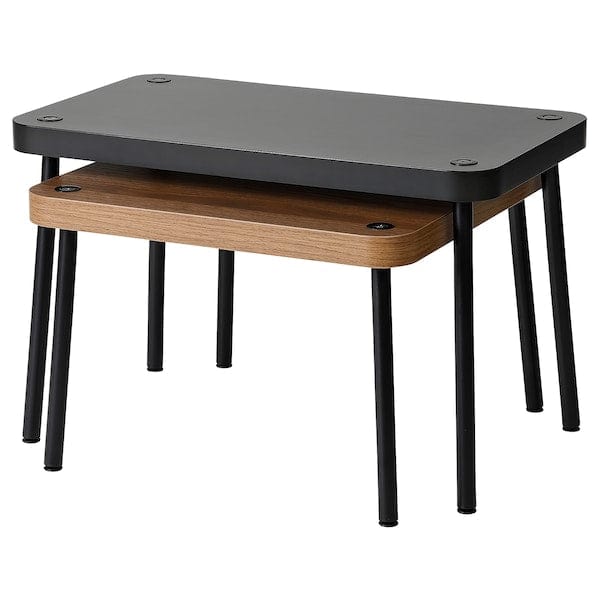 Ikea SONHULT - Nest of tables, set of 2, grey/walnut effect