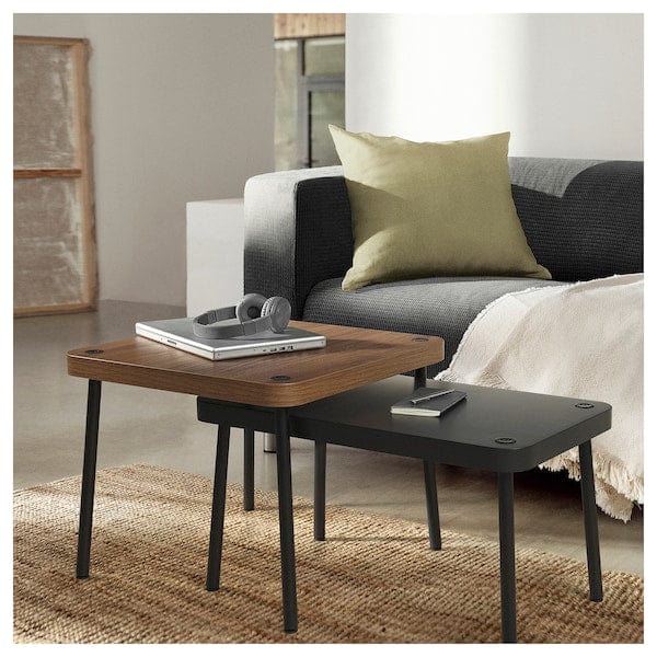 Ikea SONHULT - Nest of tables, set of 2, grey/walnut effect