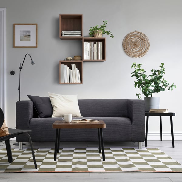 SONHULT nest of tables, set of 2, grey/walnut effect