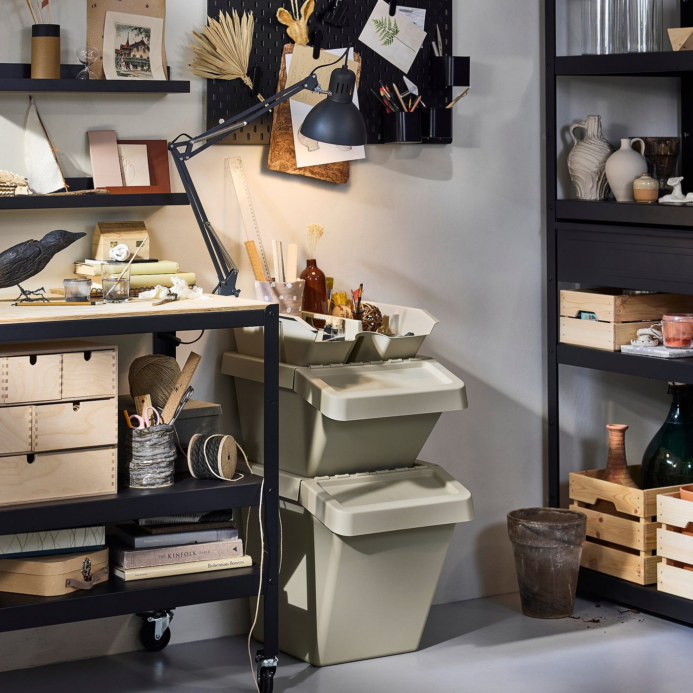 SORTERA insert with compartments, beige, 38x45x14 cm