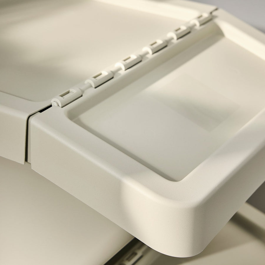 SORTERA sorting bin with lid, beige, 41x28x55 cm