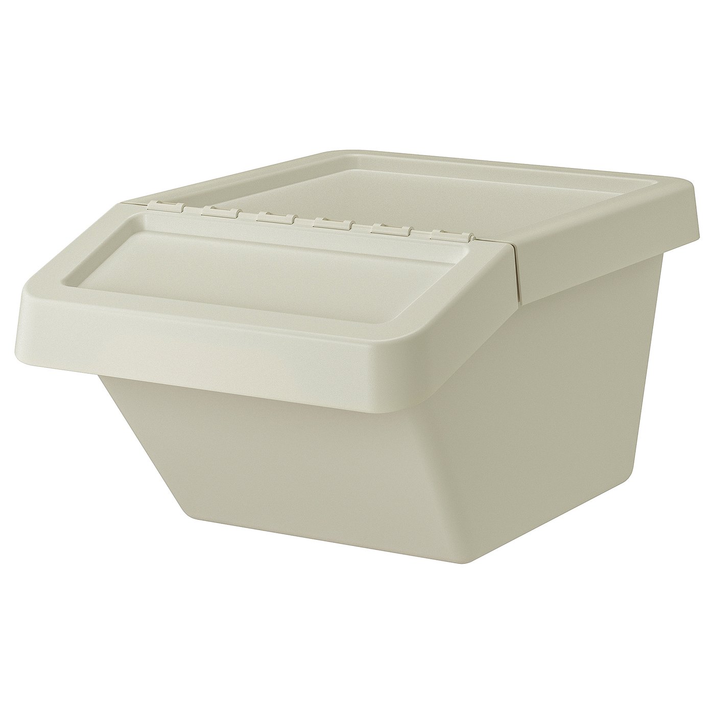 SORTERA sorting bin with lid, beige, 41x28x55 cm