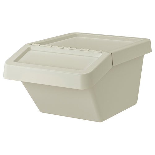 SORTERA sorting bin with lid, beige, 37 l