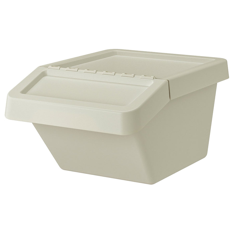 SORTERA sorting bin with lid, beige, 41x28x55 cm
