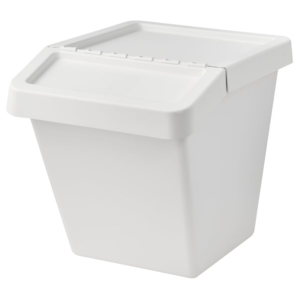 SORTERA - SORTERA Waste sorting bin with lid, white, 60 l