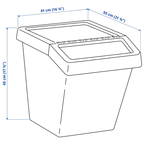 SORTERA - SORTERA Waste sorting bin with lid, white, 60 l