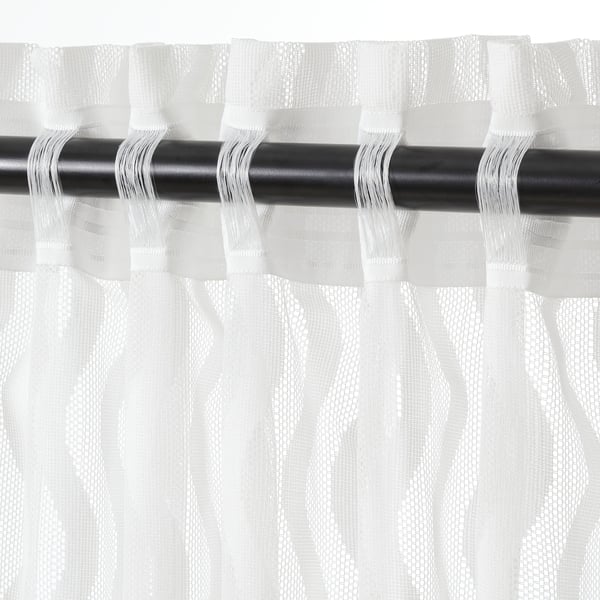 SOTSTÄVMAL sheer curtains, 1 pair, white/with heading tape, 145x300 cm