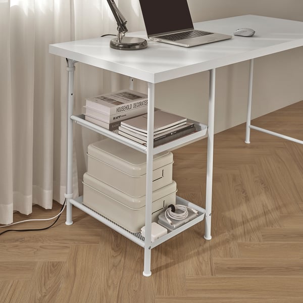 SPÄND table leg with storage, white, 35x70x48 cm