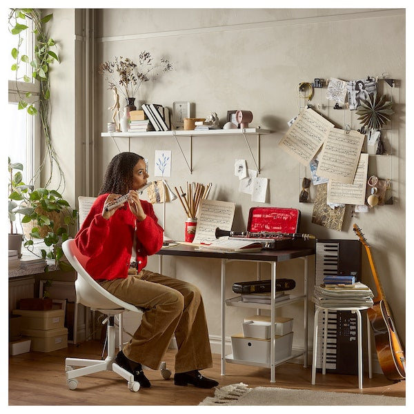 SPÄND table leg with storage, white, 35x70x48 cm