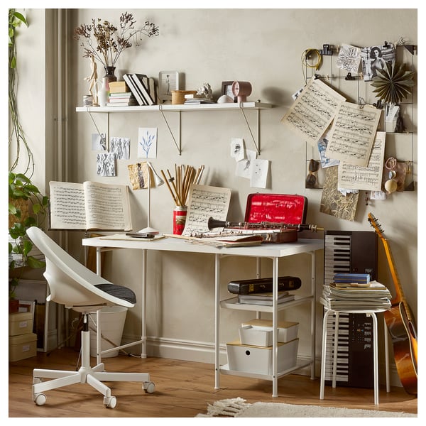 SPÄND table leg with storage, white, 35x70x48 cm