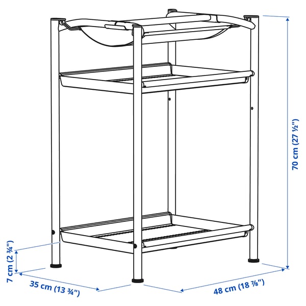 SPÄND table leg with storage, black, 35x70x48 cm