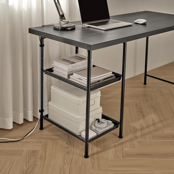 SPÄND table leg with storage, black, 35x70x48 cm