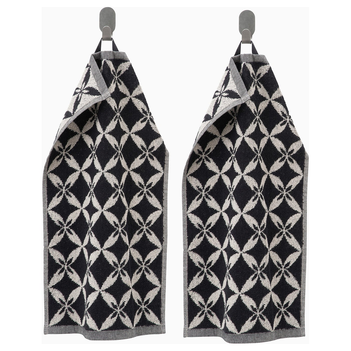 SPÄRRKRUSBÄR guest towel, beige/black, 30x50 cm, 2 pack