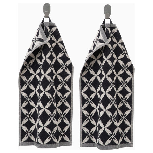 SPÄRRKRUSBÄR guest towel, beige/black, 30x50 cm, 2 pack