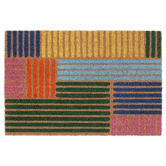 SPÅRDJUP - Door mat, indoor, multicolour/stripe, 40x60 cm