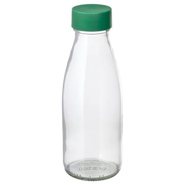 SPARTANSK - SPARTANSK Water bottle, clear glass/green, 0.5 l