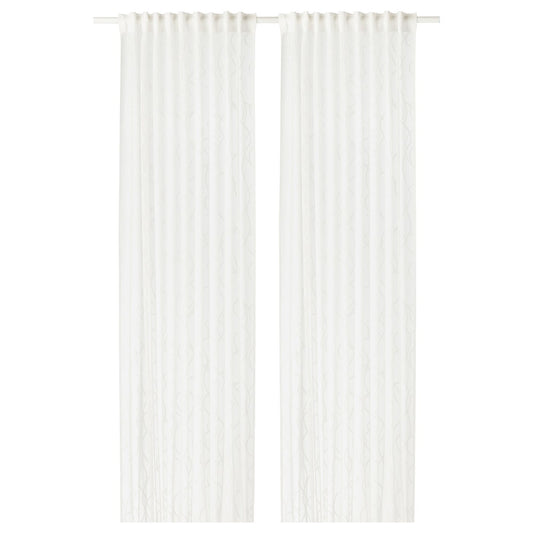SPARVÖRT Sheer Curtains, White, 1 pair