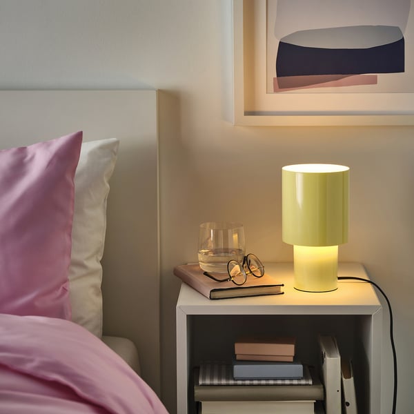 SPETSBOJ - Table lamp, adjustable light intensity/yellow,22 cm