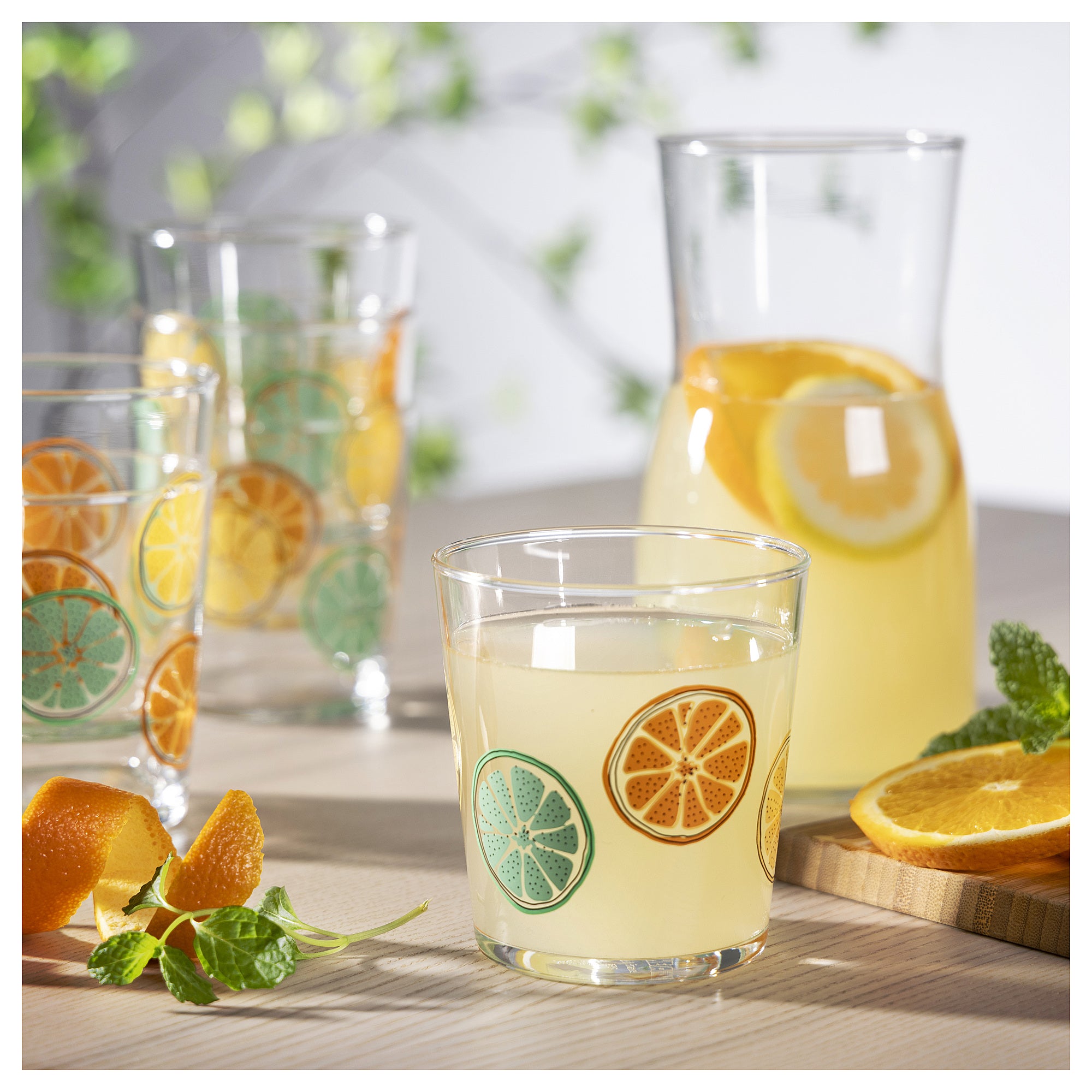 SPETSEKORRE glass, white/citrus pattern, 30 cl