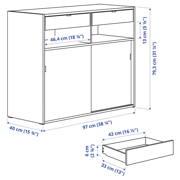 SPIKSMED - Sideboard, light grey, 97x40x79 cm