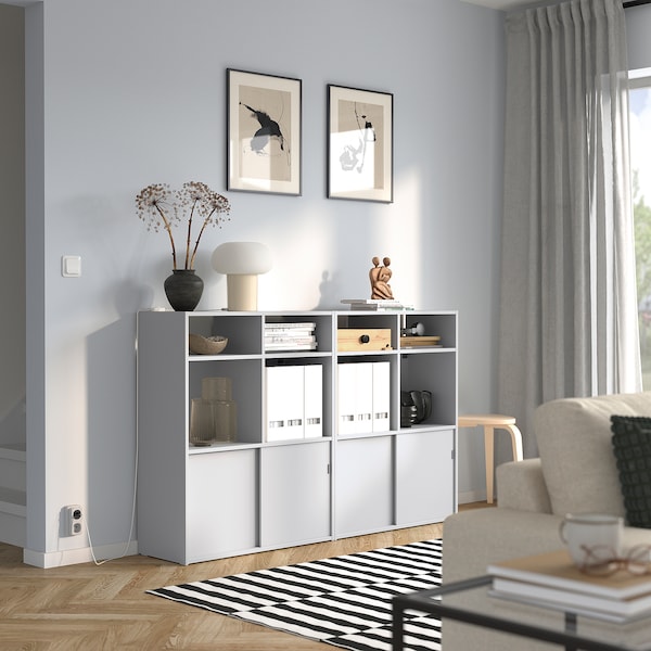 SPIKSMED - Storage combination, light grey, 155x32x96 cm