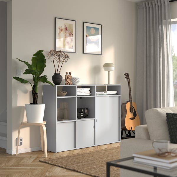 SPIKSMED cabinet combination, light grey, 137x32x96 cm