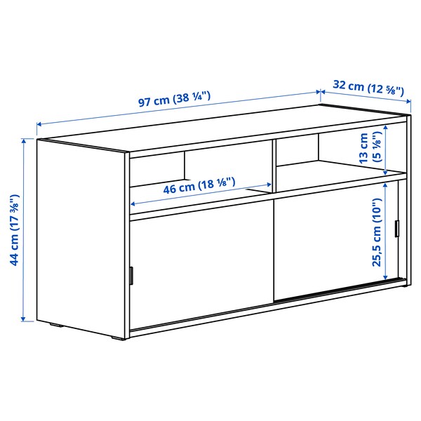 SPIKSMED - TV storage combination, light grey, 234x32x96 cm