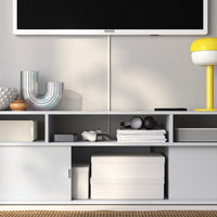 SPIKSMED - TV storage combination, light grey, 233x32x96 cm