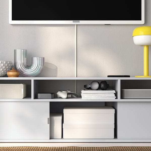 Ikea SPIKSMED - TV storage combination, light grey, 215x32x96 cm