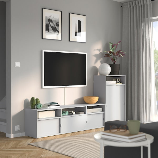 SPIKSMED - Combinazione per TV, grigio chiaro,215x32x96 cm