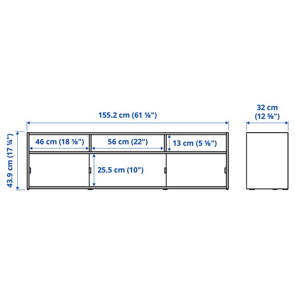 SPIKSMED - TV storage combination, light grey, 233x32x96 cm