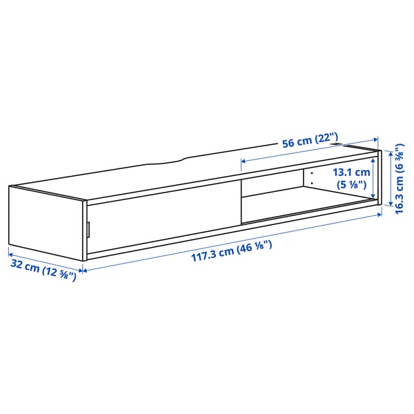 SPIKSMED media shelf, light grey, 117x32 cm