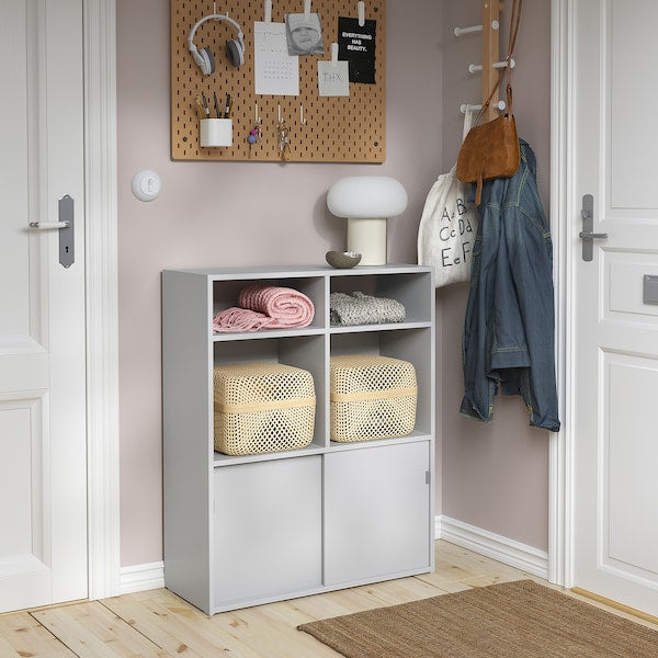 SPIKSMED - Open shelving unit, light grey, 77x96x32 cm