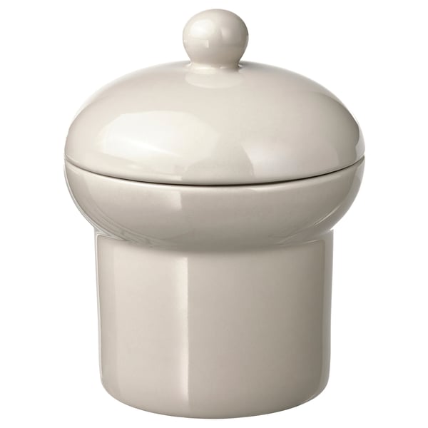 SPINNARHAJ jar with lid, off-white, 13 cm