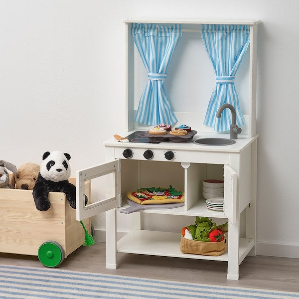 SPISIG - Play kitchen with curtains, 55x37x98 cm