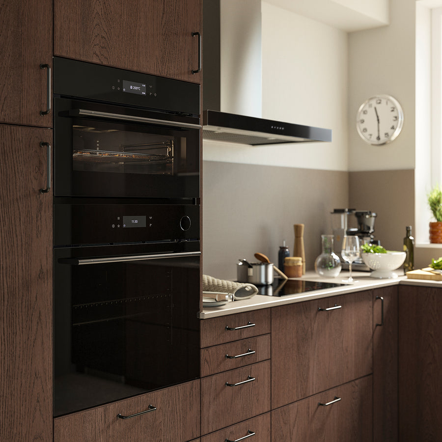 SPJUTBO true fan oven w microwave func, air fry function Grill function/black IKEA 700, 150x59.4 cm