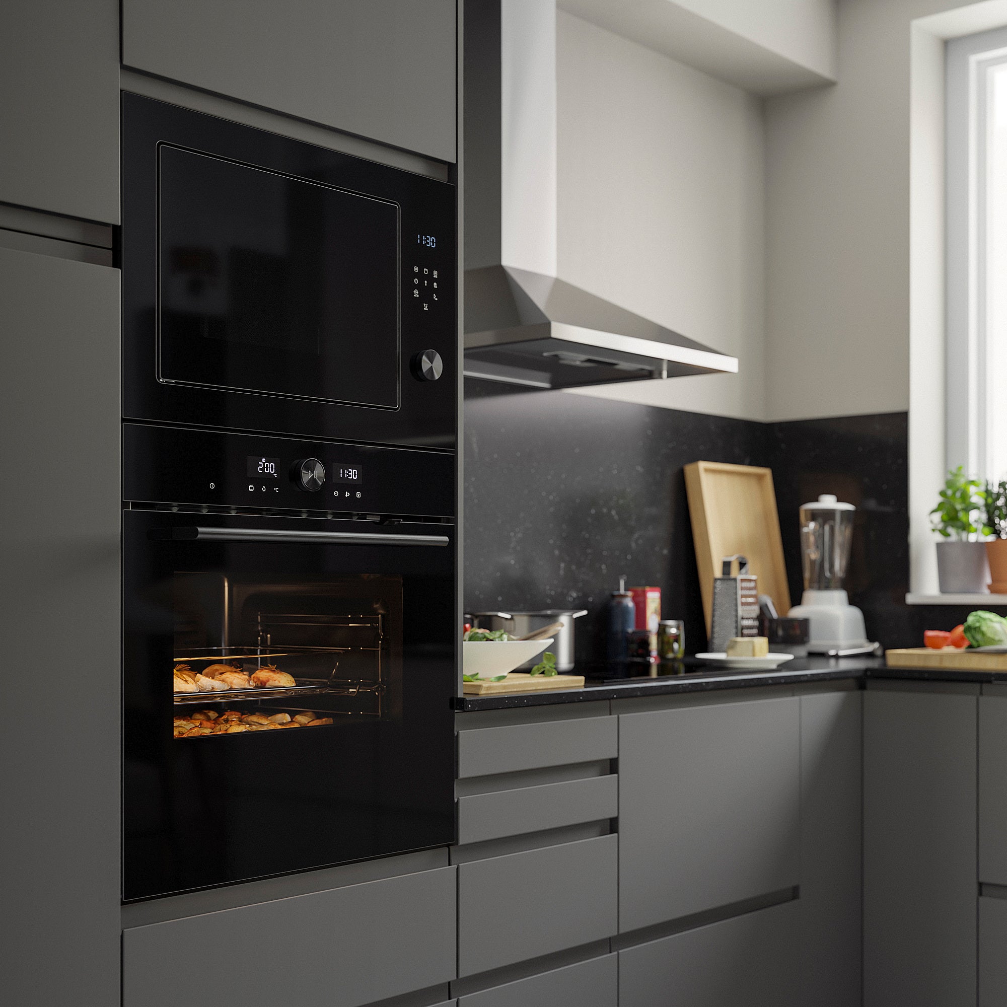SPJUTBO true fan oven, Grill function black/IKEA 500, 59.5x59.0x54.6 cm