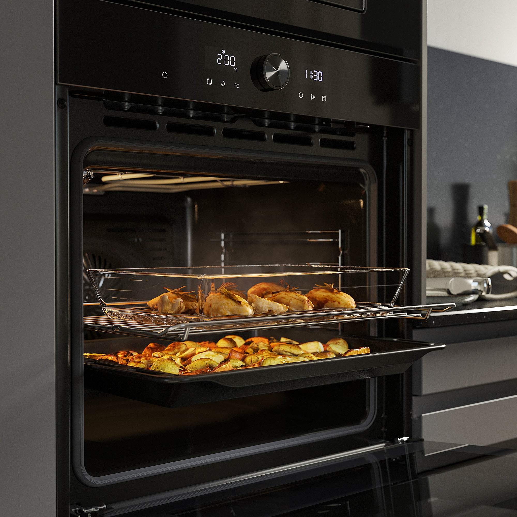 SPJUTBO true fan oven, Grill function black/IKEA 500, 59.5x59.0x54.6 cm