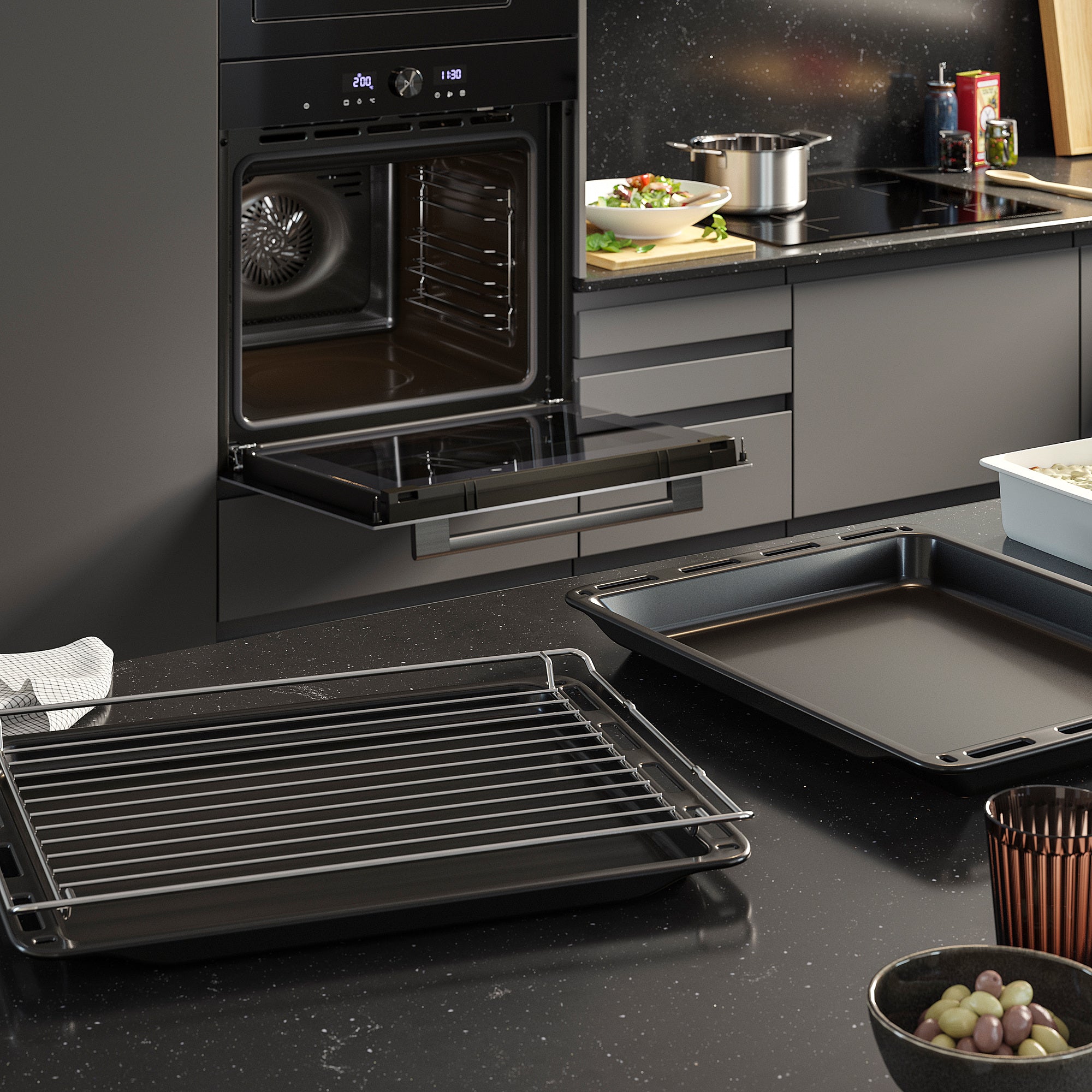 SPJUTBO true fan oven, Grill function black/IKEA 500, 59.5x59.0x54.6 cm