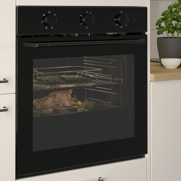 SPJUTBO fan oven, Grill function black/IKEA 300, 59.4x59.5x56.7 cm