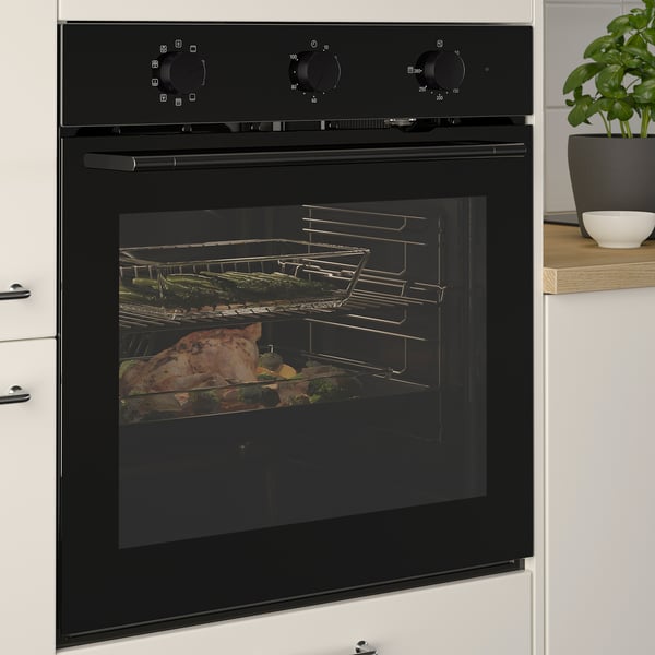 SPJUTBO fan oven, pyrolytic Grill function/black IKEA 300, 59.4x59.5x56.7 cm