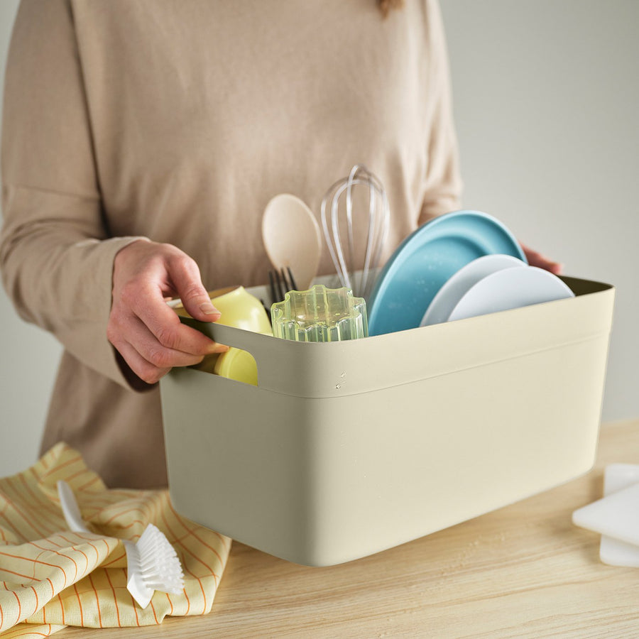 SPJUTLILJA dish drainer, light grey-beige, 39x22 cm