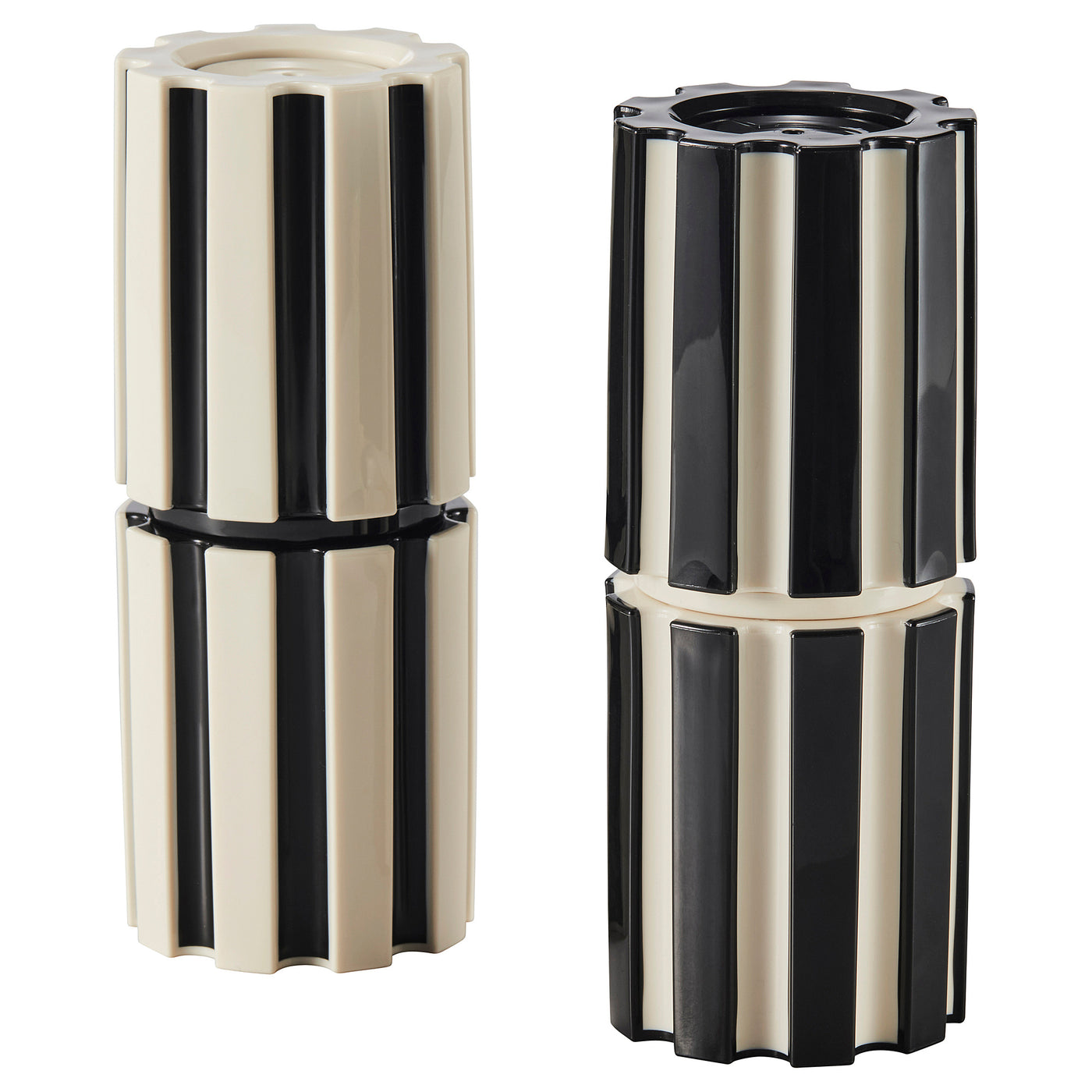 SPJUTLILJA spice mill, set of 2, black/light beige, 16 cm