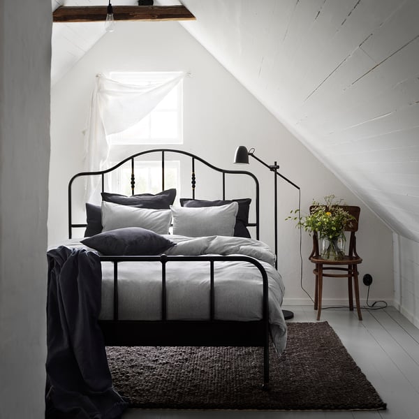 SPJUTVIAL duvet cover and 2 pillowcases, light grey/mélange, 240x220/50x80 cm