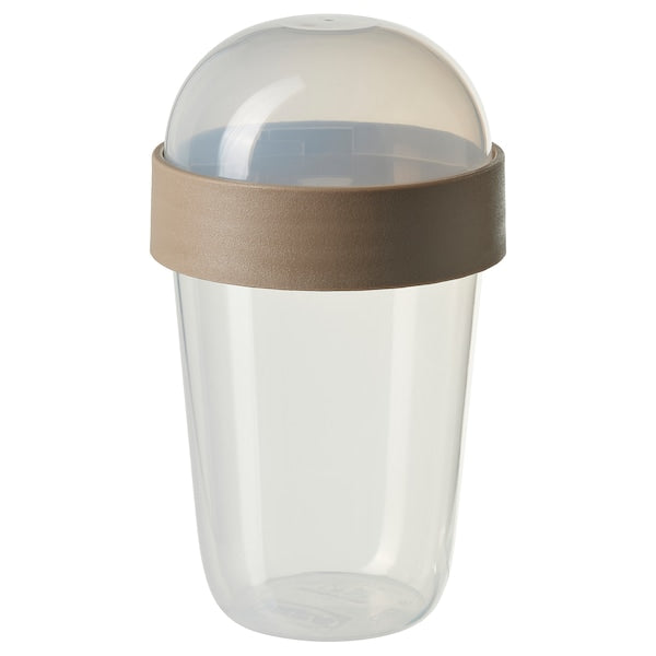 SPLITTERNY - Snack container, transparent/light grey-brown, 300 ml