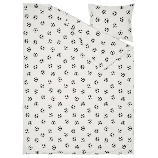 SPORTSLIG duvet cover and pillowcase, football pattern, 150x200/50x80 cm
