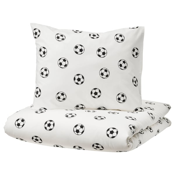 SPORTSLIG duvet cover and pillowcase, football pattern, 150x200/50x80 cm