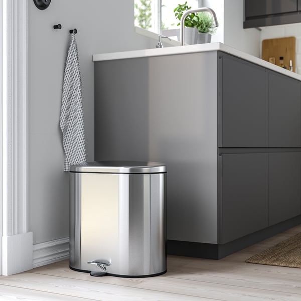 STABBEN - STABBEN Pedal bin, stainless steel, 20 l