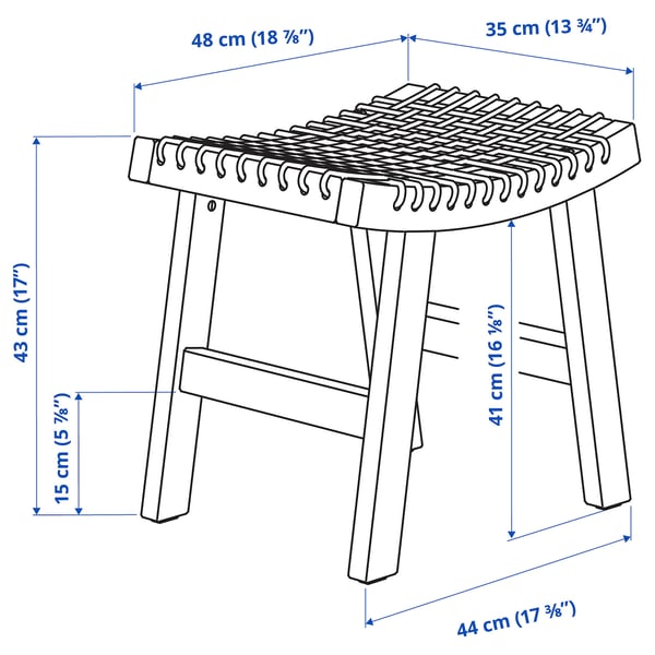 STACKHOLMEN stool, outdoor, light brown stained, 48x35x43 cm