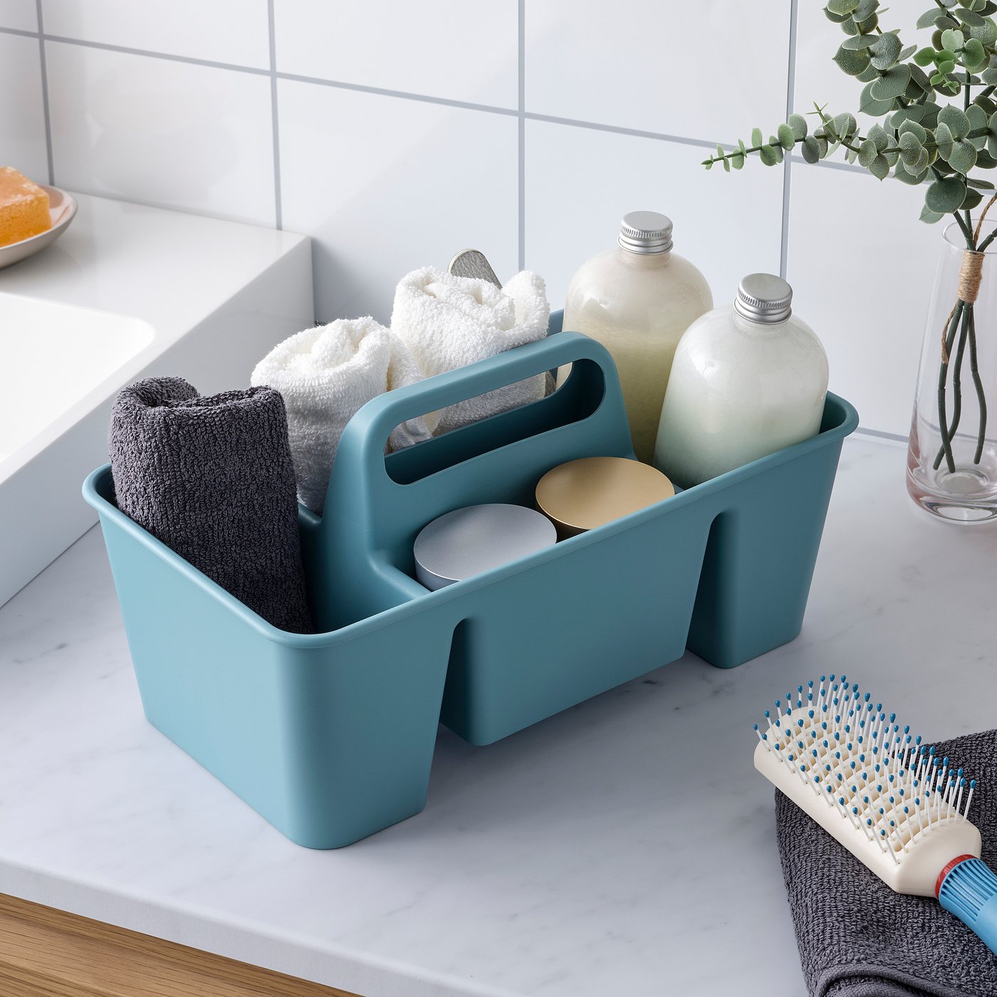 STACKSTOD desk organiser, grey-blue, 32x16x18 cm